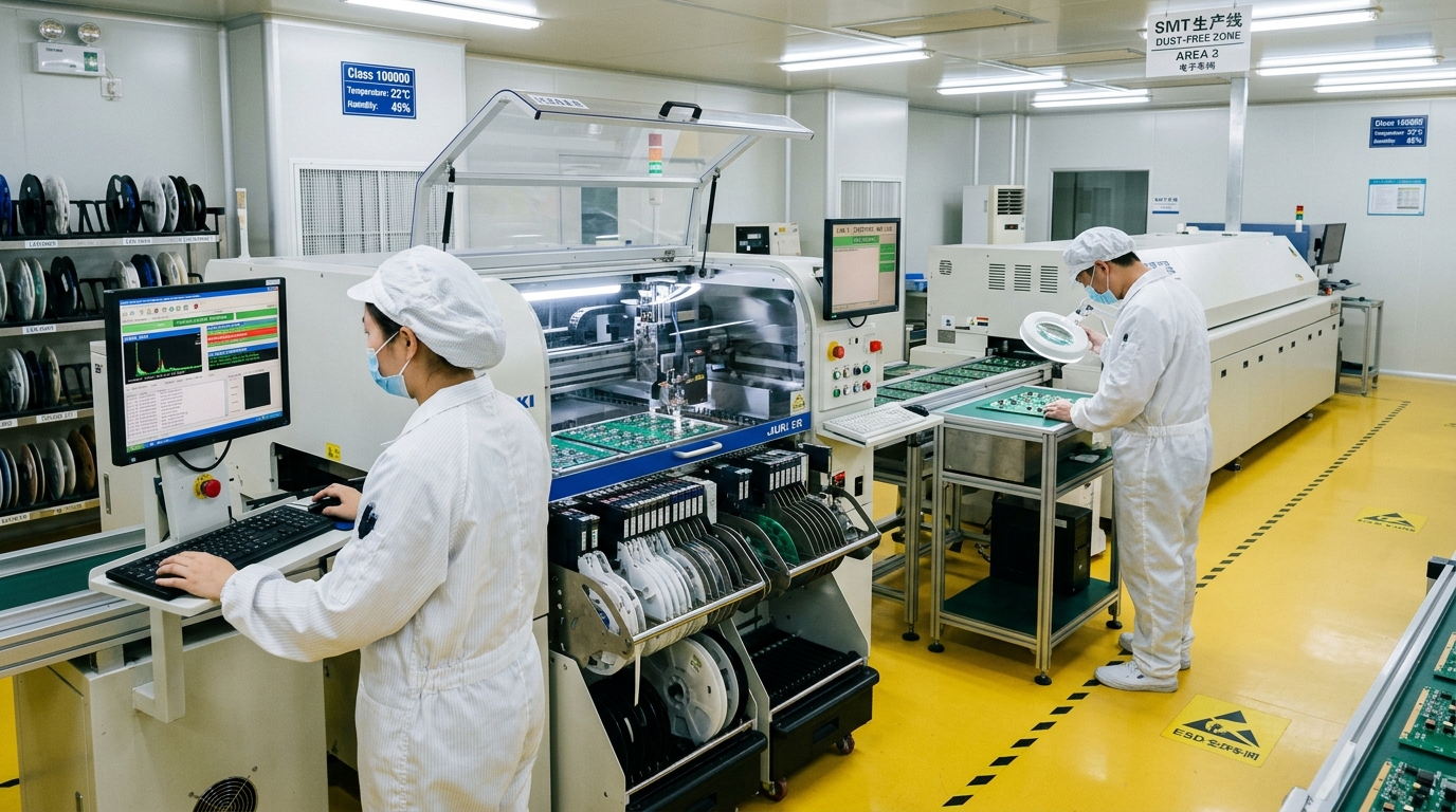 Hanmun Dust-Free Class 100000 SMT Electronics Cleanroom with Yamaha Pick and Place Lines