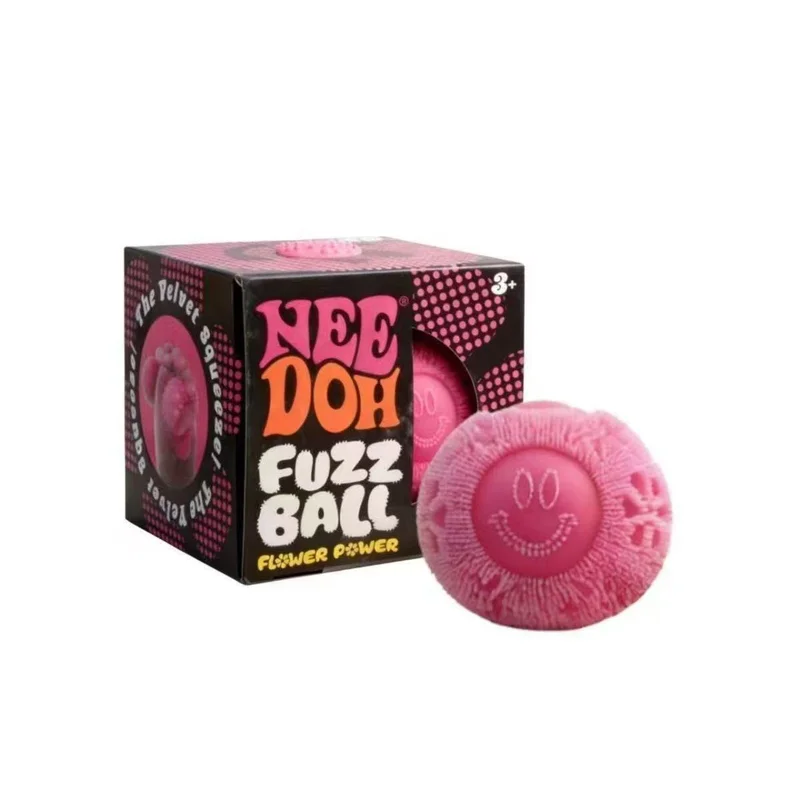 Smiling Face Shaggy Sensory Furry Ball with Dough Core (5 Colors)