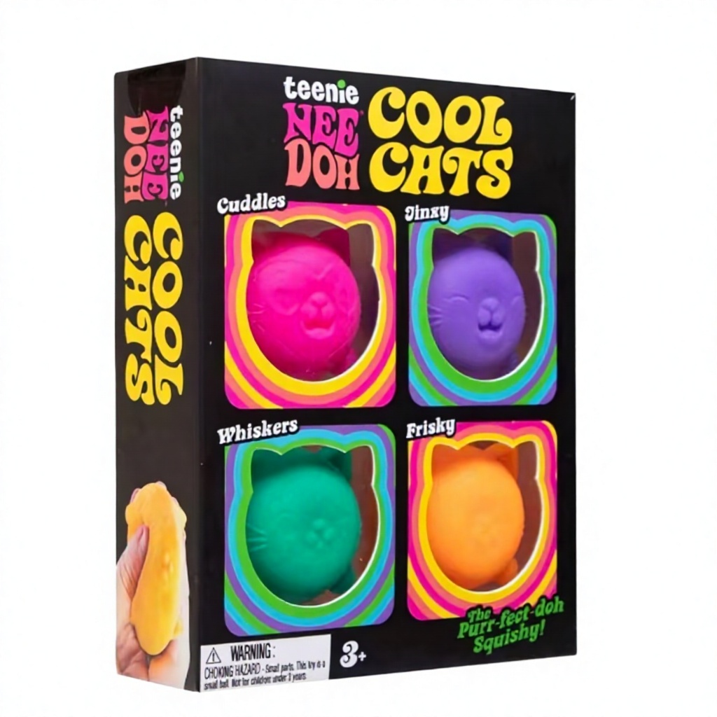 New Arrival Cat-Head Rubber Squeeze Toy-Malt Sugar-Shaped Squishy Stress Release Toy Boxed Packaging