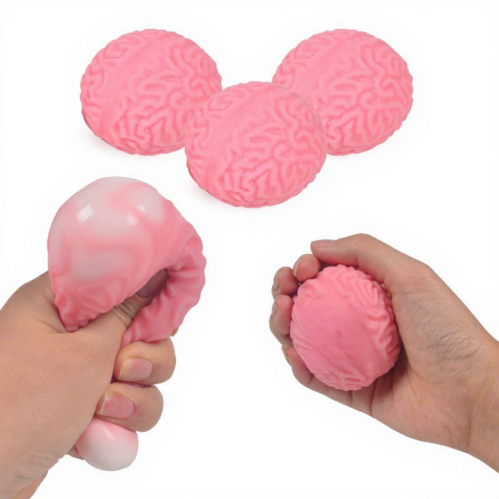 Venting Toy Halloween Funny Brain Decompression Pulp Ball Squeeze Toy Sensory Fidget Squishy Rubber Color Box Factory Direct