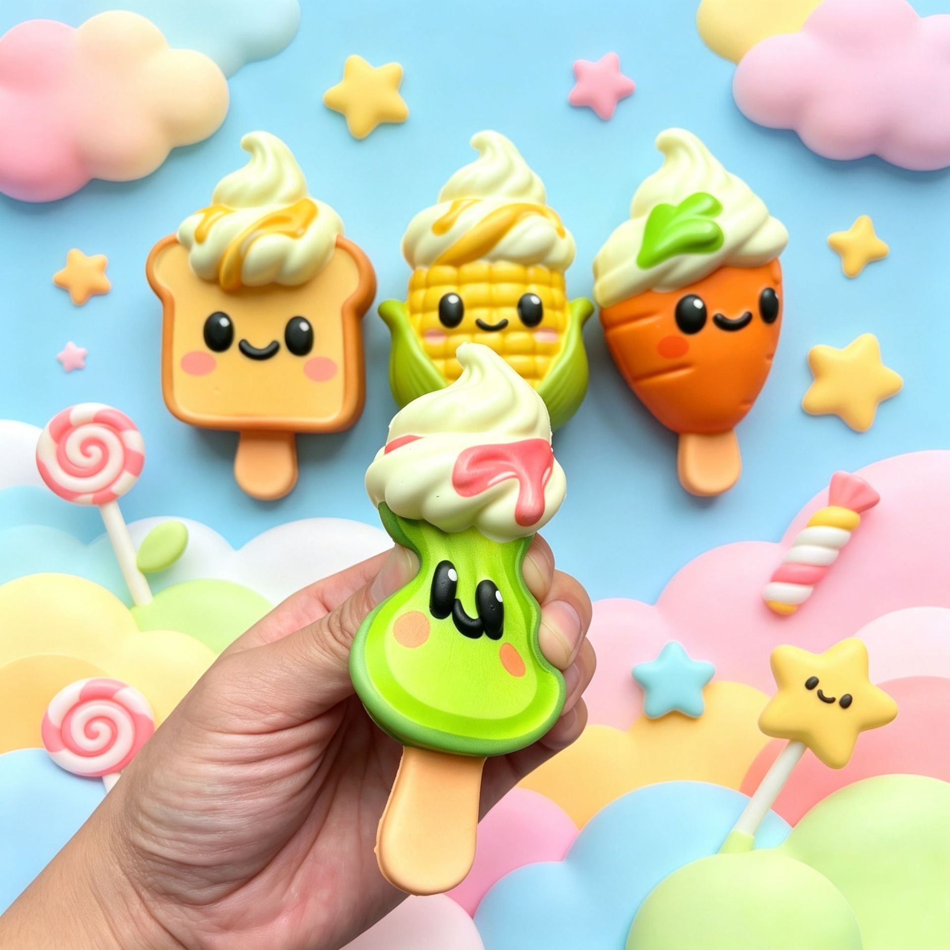 Source Factory Zhejiang PU2026 Slow-rebound Cartoon Food Squishies Realistic Ice Cream Stress-relief Toys Wholesale