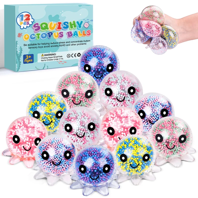 12 Pack Fidget Stress Balls for Adults Cute Octopus Stress Ball Features
