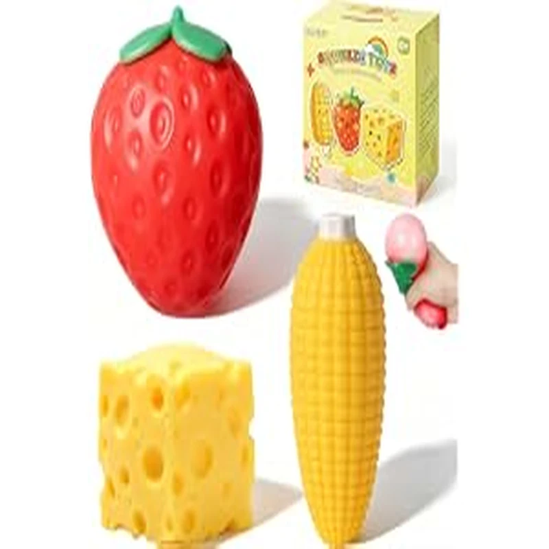 3pcs Fruit Squishy Cheese Squishy Strawberry Corn Squishy Squeeze Toys Fruit squishies