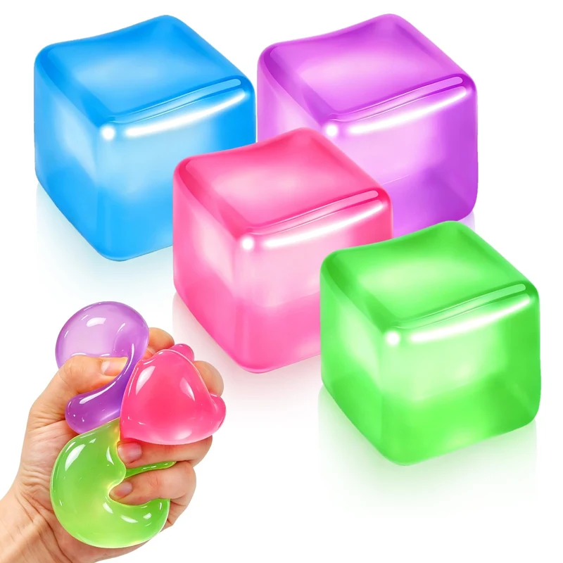 4 Pack Stress Cube Squishy Fidget Toys for Anxiety Stress Relief Slow