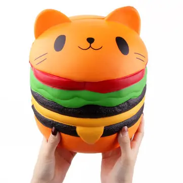 Sanqi Elan® Huge Cat Burger Squishy Jumbo 2022CM Soft Slow Rising With Packaging Collection Gift Giant Toy